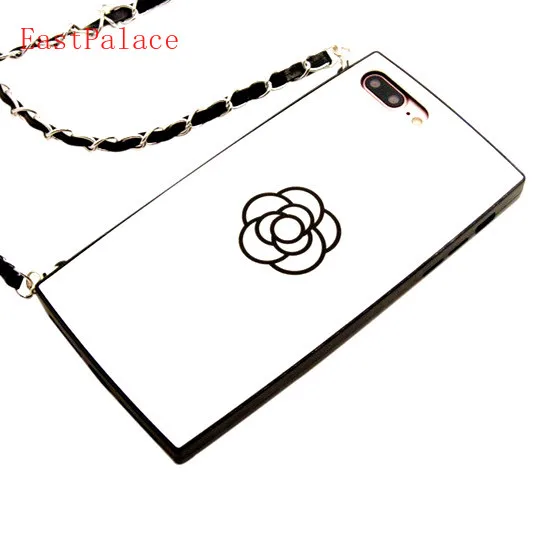 

For Iphone X 7 Case Face-powder Silicon Lanyard Cases Cover for IPhone7 Plus 6 S 6s Plus 6plus with Metal Chain C Luxury Brand