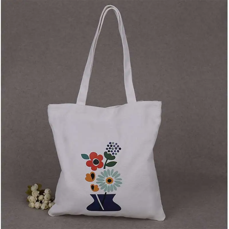 

200pcs Ivory White Custom Colorful Logo Canvas Cotton Tote Bag Fashion Plain Nature Cotton Canvas Shoulder Bags Casual Eco Bags