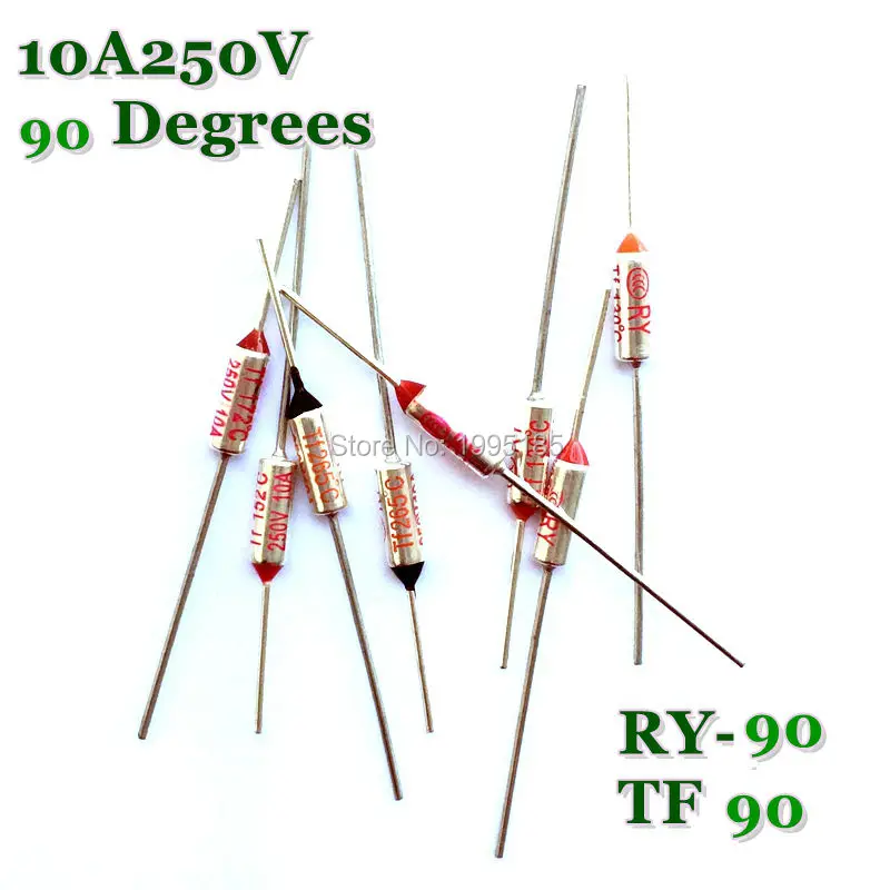 

RY 10pcs/lot New Micro thermal fuse 10A250V 90 Degrees Tf 90 C Mini temp fuse metal shell Thermal Cutoff RY-90 RY90