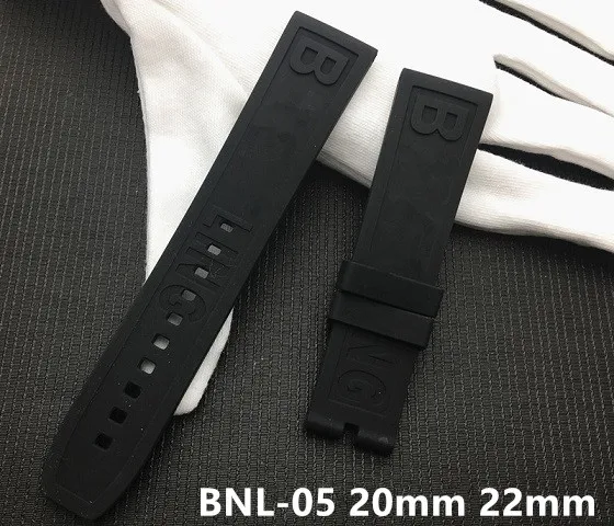 Роскошный фирменный мягкий резиновый силиконовый ремешок для часов 20 мм, 22 мм, 24 мм, черный ремешок для часов с птицами, браслет для navitimer/avenger/Breitling - Цвет ремешка: Black BNL-05 20mm