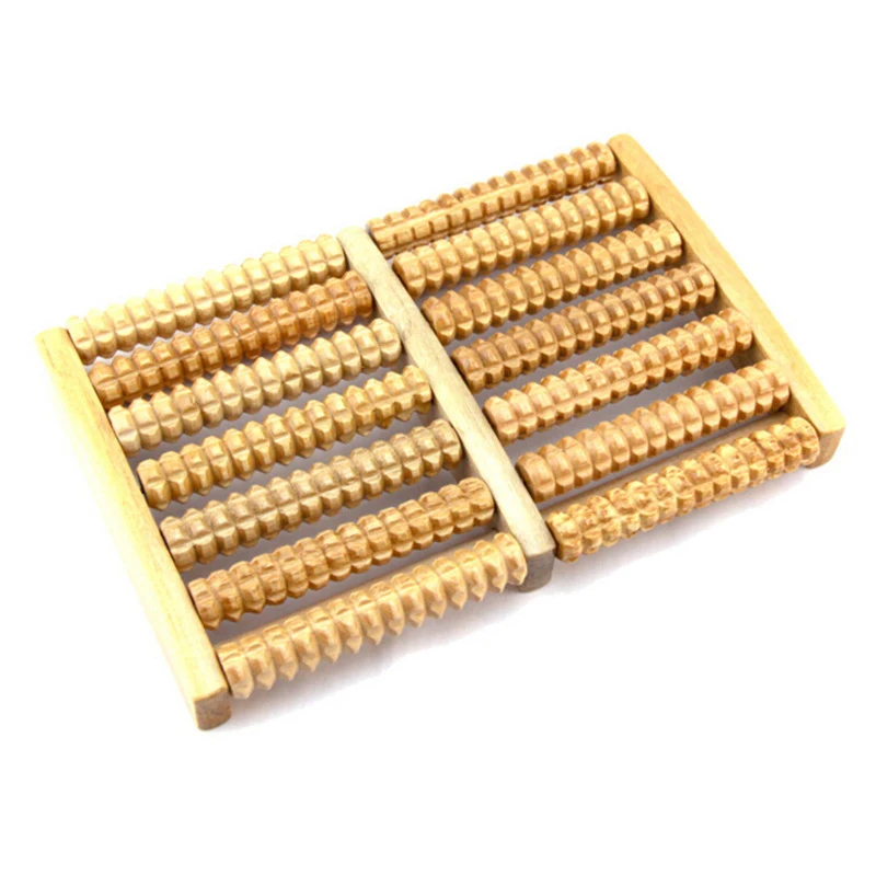 

Healthsweet 7-Row Wheel Roller Wooden Nail Massage Device Pressure Rolling Foot Natural Wood Massage Instrument Reflexology