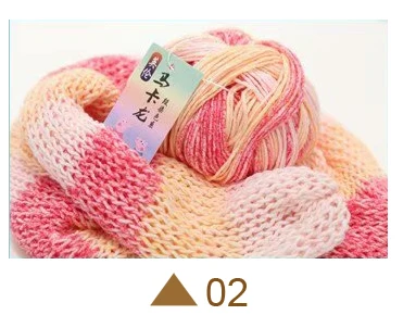 Хлопок, цветная Радужная пряжа, высокое качество, для шарфа, свитера, шапки, 400 грамм(50 г, 1 мяч, всего 8 шариков - Цвет: 02