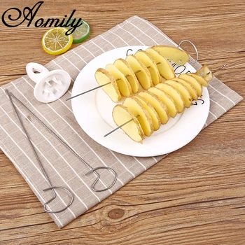

Aomily Creativity Potato Twister Tornado Slicer Manual Cutter Spiral Chips Kitchen CookingPotato Tools Gadgets Stainless Steel