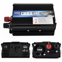 Onduleur de voiture | Convertisseur électrique professionnel, 500W DC 12 V à AC, 220 V, chargeur, transformateur de puissance, interrupteur électrique pour véhicule