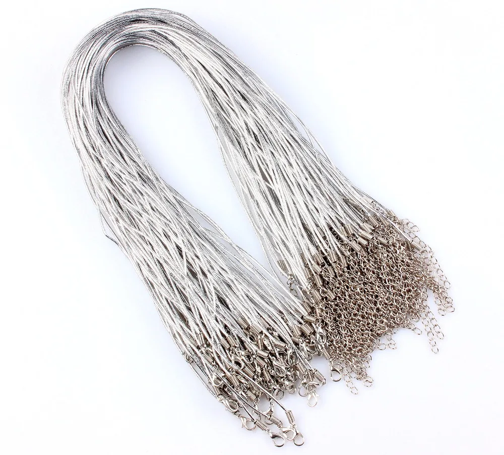 5 шт серебряные волокна органзы Waxen шнуры Омаров ожерелья с застежкой 43,2 см 1" высокое качество тонкой DIY ювелирных изделий