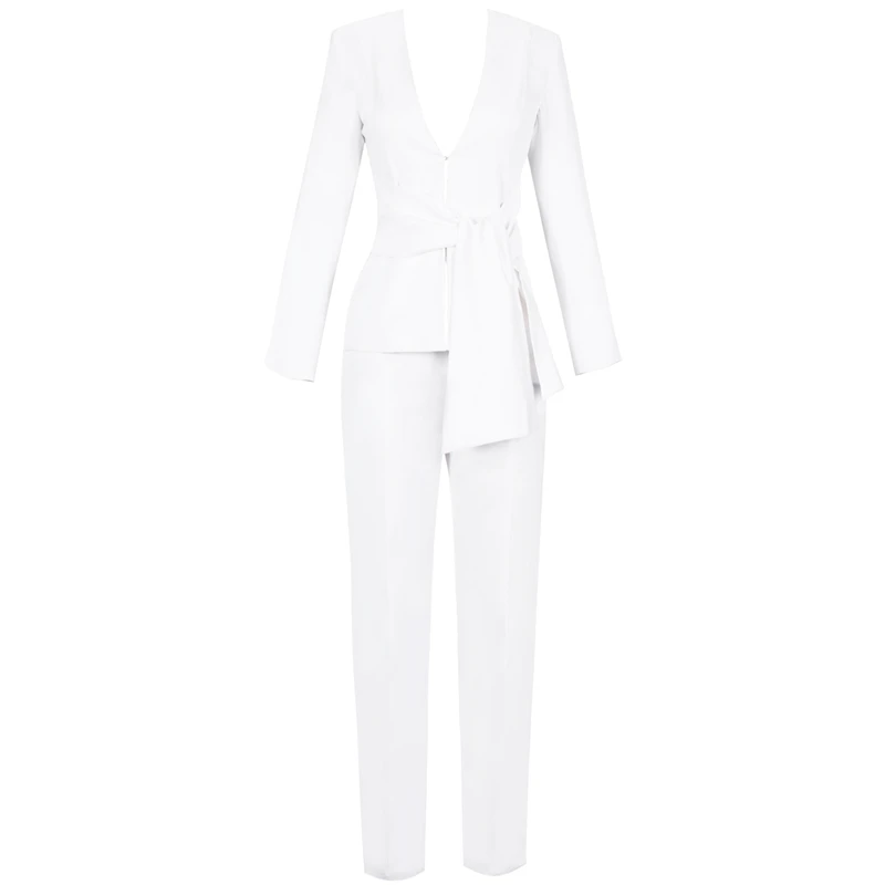 Женский комплект из 2 предметов с оленем, топ и брюки, лето 2019, белый костюм с длинным рукавом для вечеринки, сексуальный костюм с высокой
