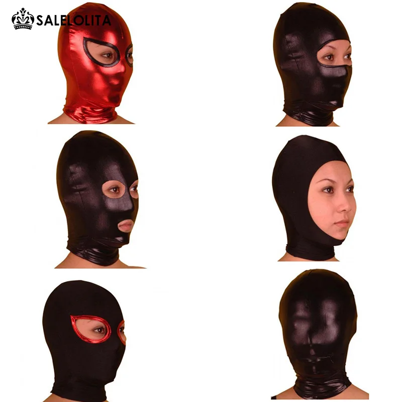 

Hot Sale Halloween Funny Shiny Metallic Zentai Hood Unisex Mask