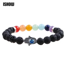 Rocha de Lava Pedra Natural frisado Pulseira Pulseiras Masculinas Hot Preto Charme Pulseira chakra Homem pulsera jóias Olho do Diabo