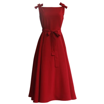 

Hepburn Style Wine Red Retro 50s60s Simple Slim French Vintage Dress Fashion Temperament Elegant Party Dress