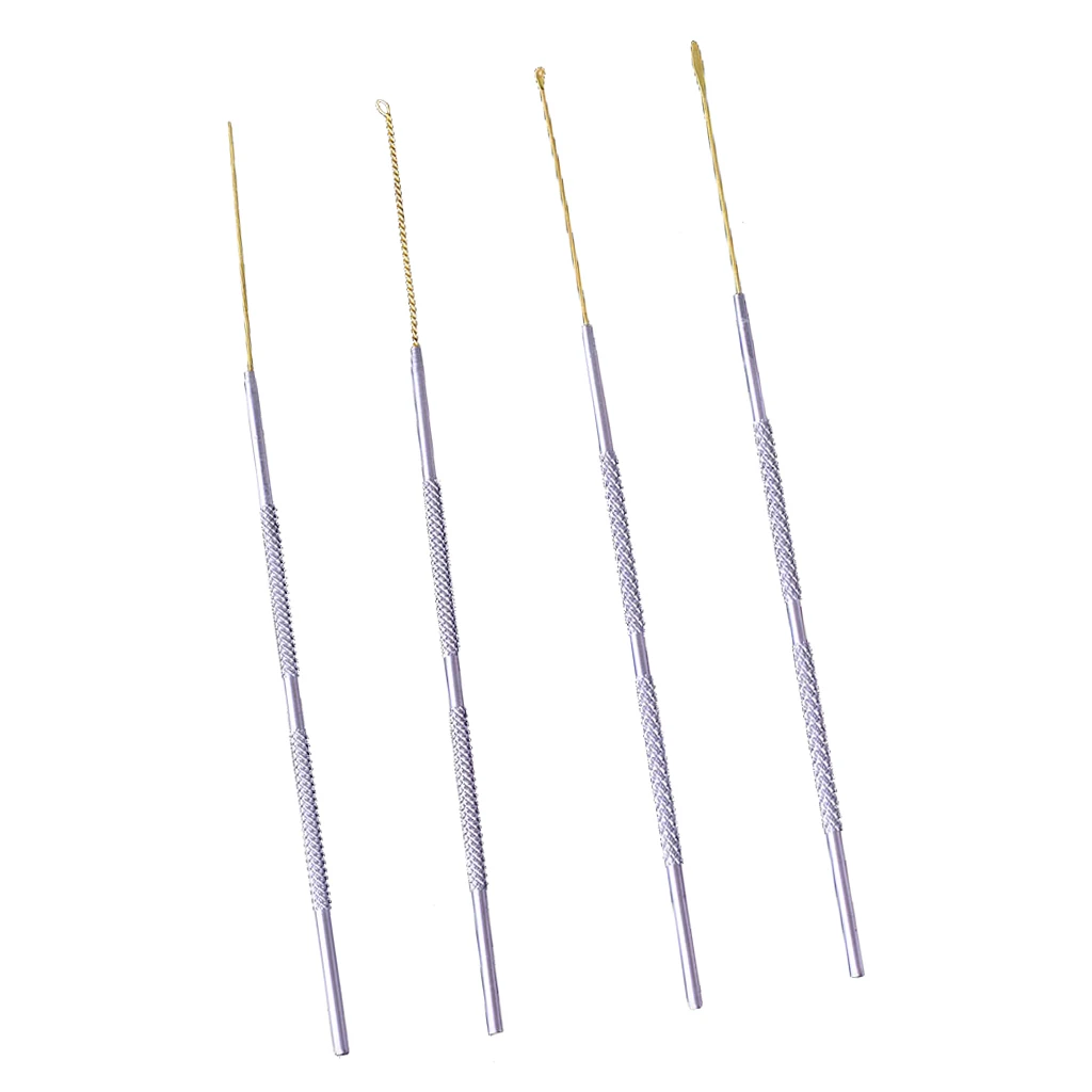 4Pcs Stainless Steel Copper Different Shapes Ear Pick Ear Wax Curette Earwax Removal Set Portable Size For Home And Travel Use 5