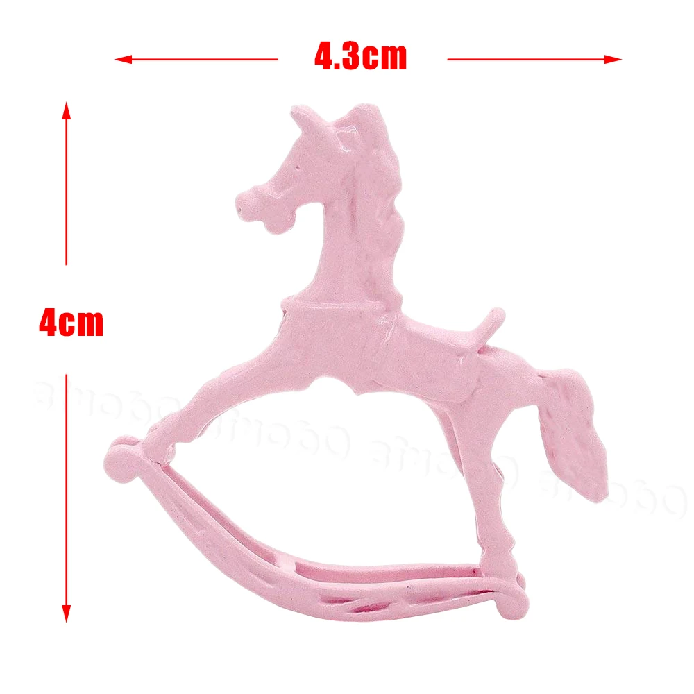 Odoria 1:12 миниатюрная лошадка-качалка розовый металл детская комната кукольный домик сказочные садовые аксессуары