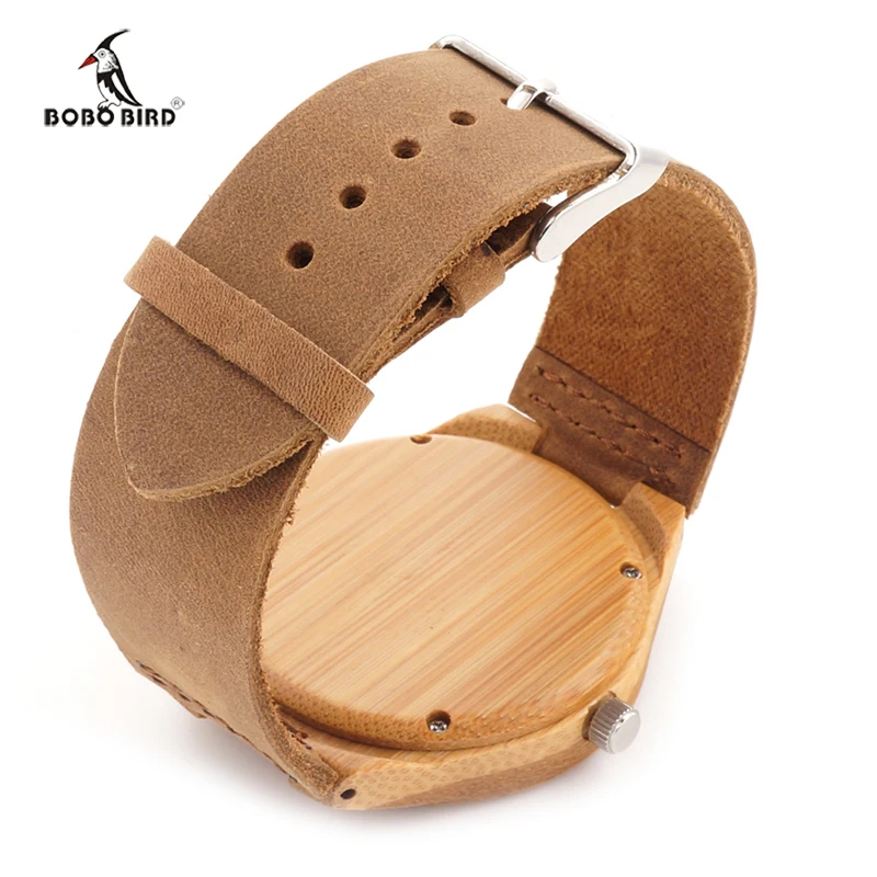 BOBO BIRD 2017 Mens Watches Brand Luxury Quartz Wooden Wristwatch Leather Strap Male Bamboo Watch relogio masculino