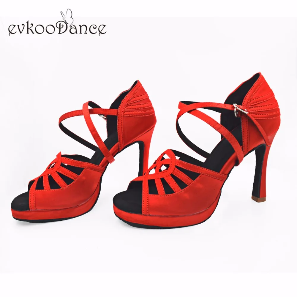 Zapatos De Baile/красные Сатиновые туфли на высоком каблуке 10 см размеры США 4 12
