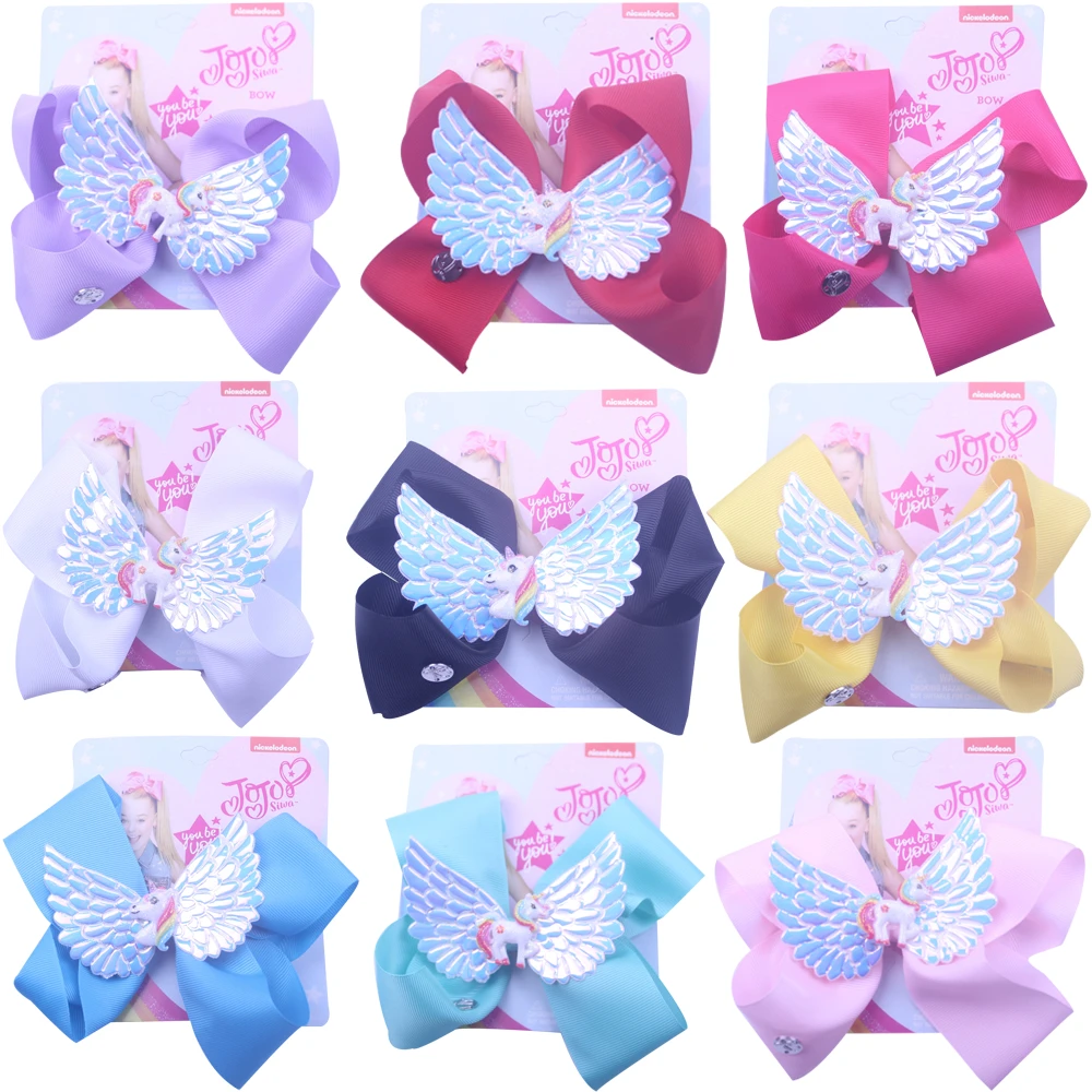 

1pc Baby Hair Clip 6" Large ribbon JoJo Swia Bows Hair Clip Handmade Unicorn wing Hairpin Knot Hair Accessories for Children