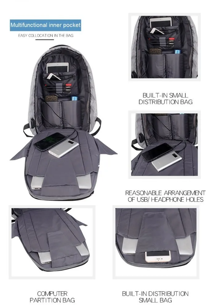 Novo portátil mochila homem multi função de