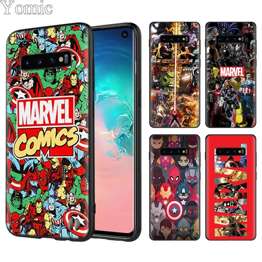 

Marvel Superheroes The Avengers Black Cases for Samsung Galaxy S10 S10e S7 S8 S9 S10 Plus Note 9 8 A50 A70 Soft TPU Case Cover