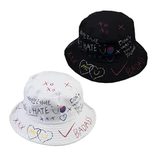 Панамка унисекс шляпа для рыбалки шапки досуг черно-белая граффити любовь Рыбацкая шляпа уличная индивидуальность солнцезащитная Кепка