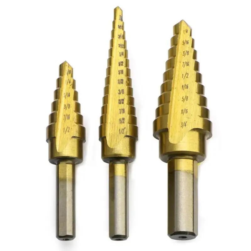 Buy 3PCS Steel Cone Drill Bit Set Practical Titanium