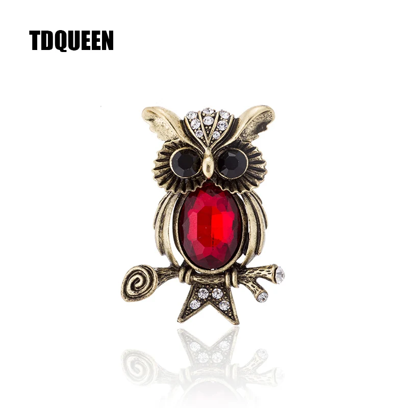 TDQUEEN Large Crystal Owl Brooches Antique Gold Plated Pin Jewelry Luxury Animal Bird Pins and Brooches for Women (5)