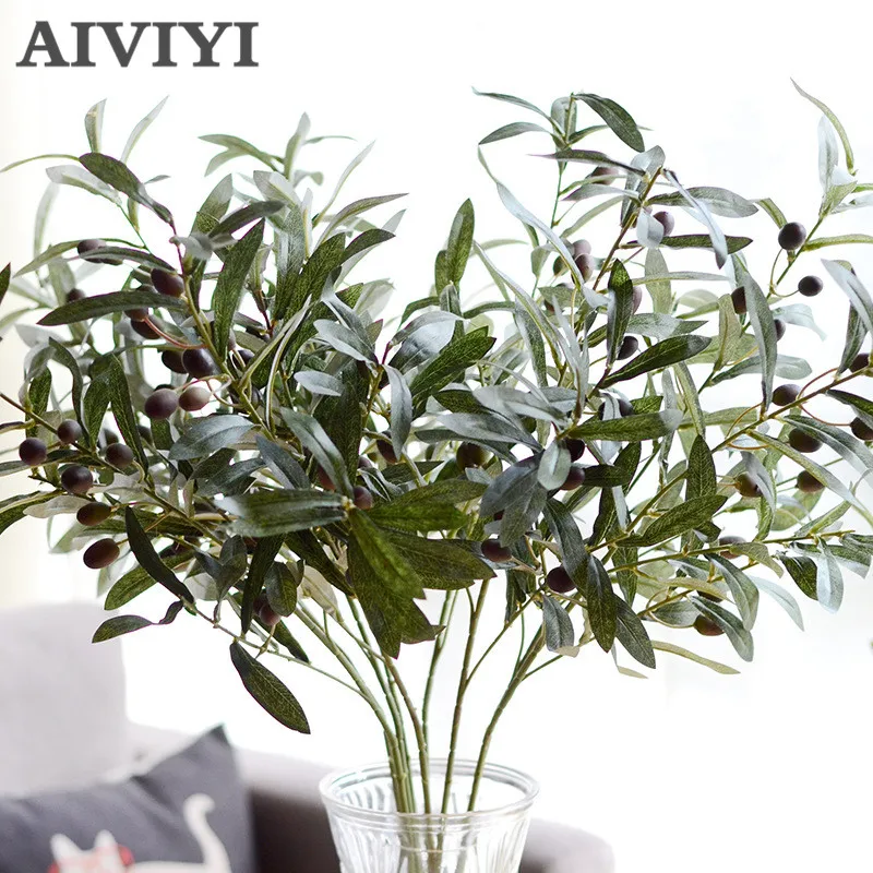

Artificial Flower Leaf Green Olive Branches Simulation Fruit Artificial Plant Leaves Wedding Decorative Bouquet DIY material