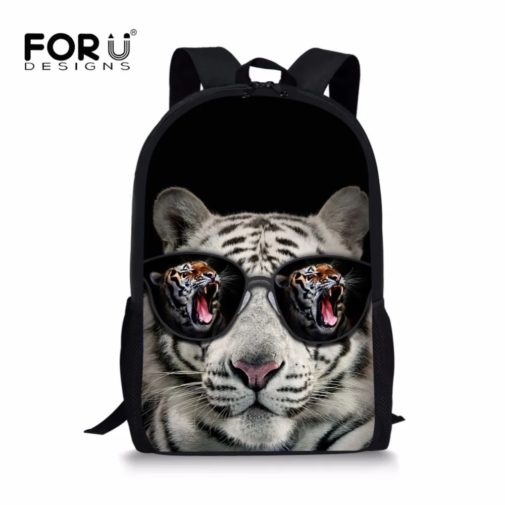 FORUDESIGNS Cool School Bags for Boys Student Tiger Printing Primary Orthopedic Backpack Schoolbag Preppy Style Children Satchel
