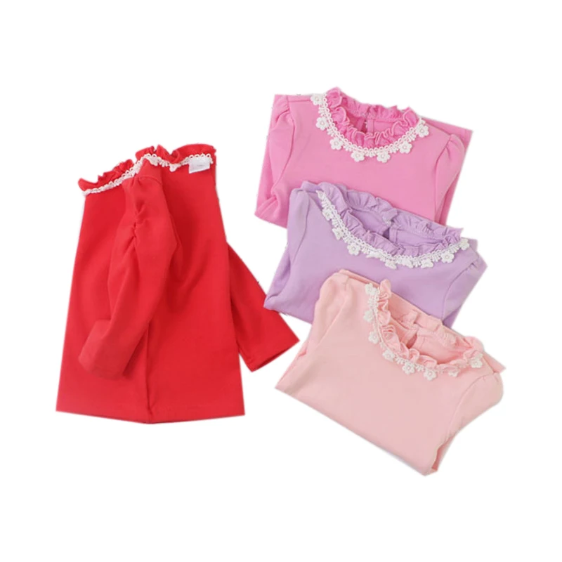 

Lace Spring Summer Children Girls Long Sleeves T-Shirts Cotton Bottoming Shirt Baby Girl Clothes Undershirts