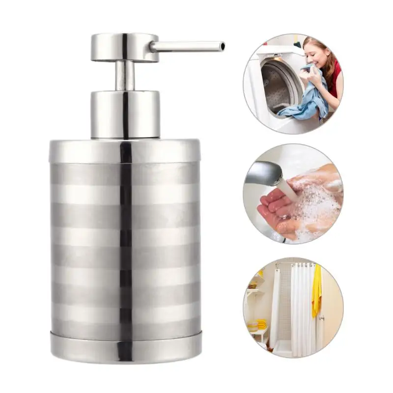 

300ml Stainless Steel Liquid Soap Bottle for Kitchen Bathroom Hand Soap Dispenser Lotion Pump Bottle Sink Detergent Container