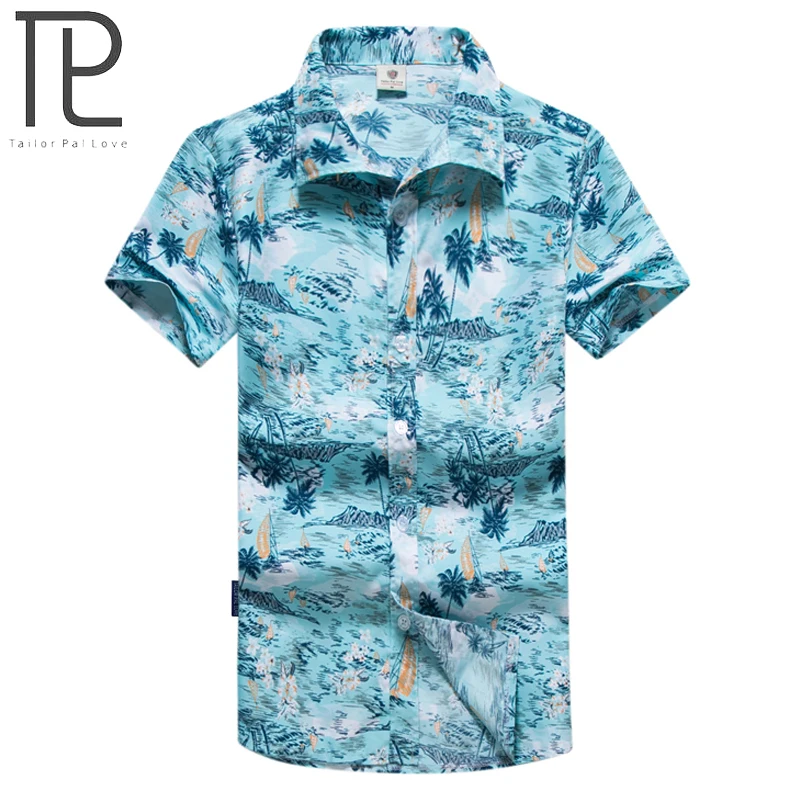 Tailor Pal Love Summer Hawaiian Men Short Sleeve Beach Shirts Floral ...