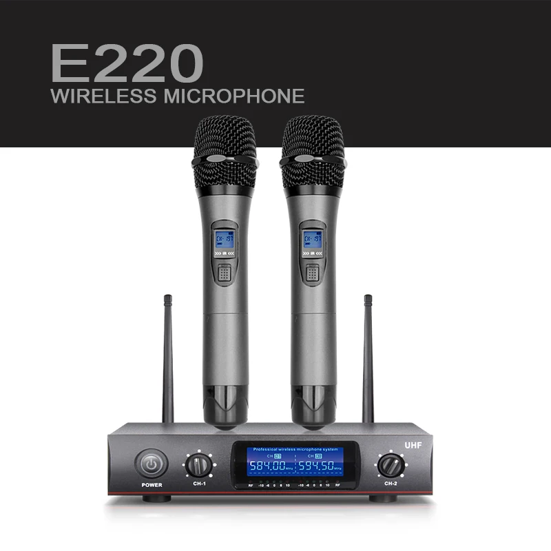 

Free Shipping !! Wholel Metal FCC frequency rules LED ROCKET 2Channel UHF Handheld Wireless Microphone System for Stage Karaoke