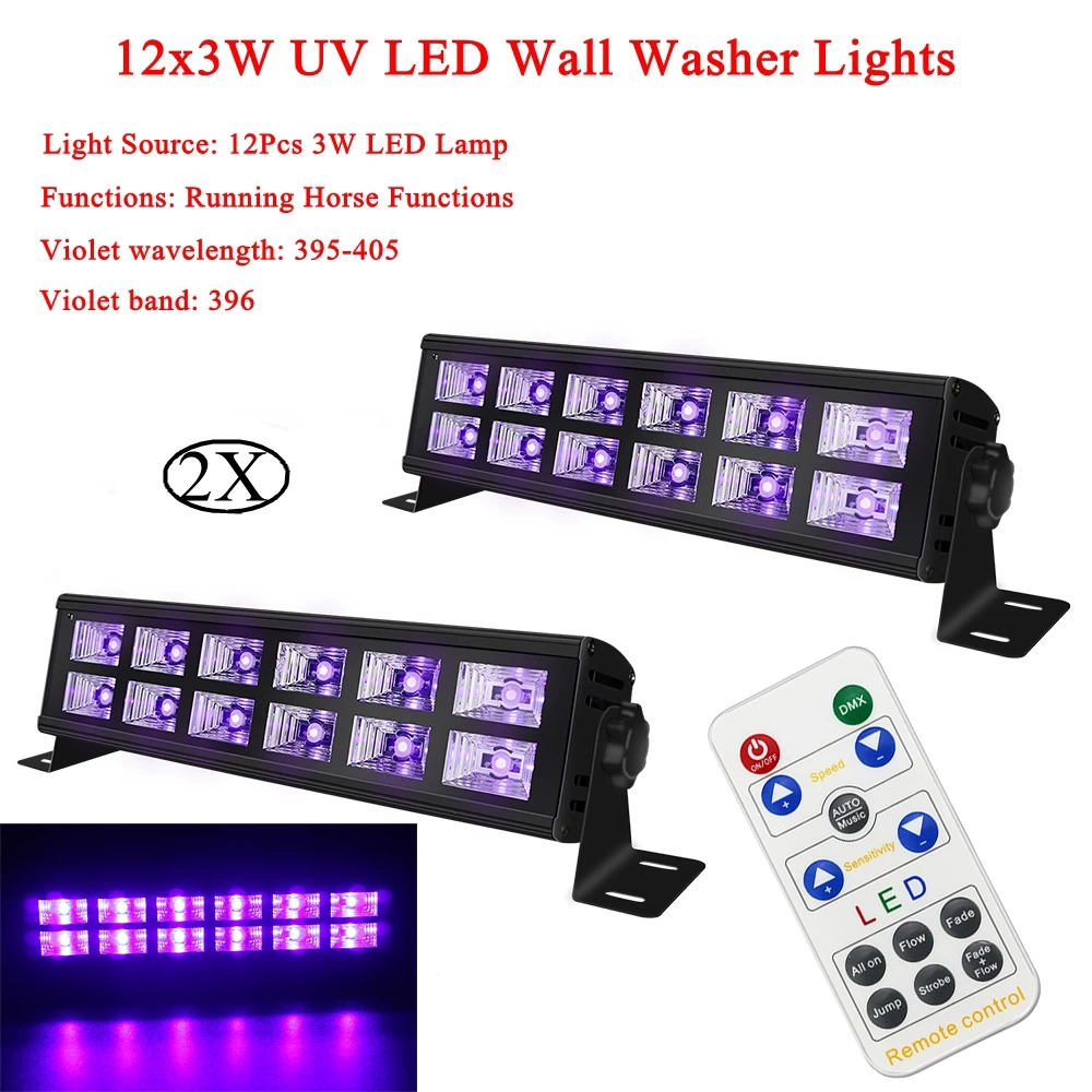 

2Pcs/Lot Double row UV Color 30W LED Wall Washer Light Have Running Horse Functions For Modern Wedding Christmas Stage Lighting