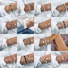 3-6 шт/набор Классическая стрелка узел круглый кристалл многослойный Регулируемый Открытый браслет набор женские модные вечерние ювелирные изделия несколько стилей