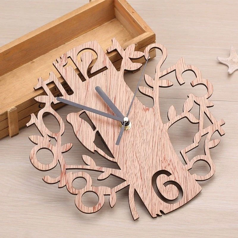 Newest Modern 3D Wooden Tree Wall Clock DIY Watches Office Home Living Room Decor Gift 3 Tree