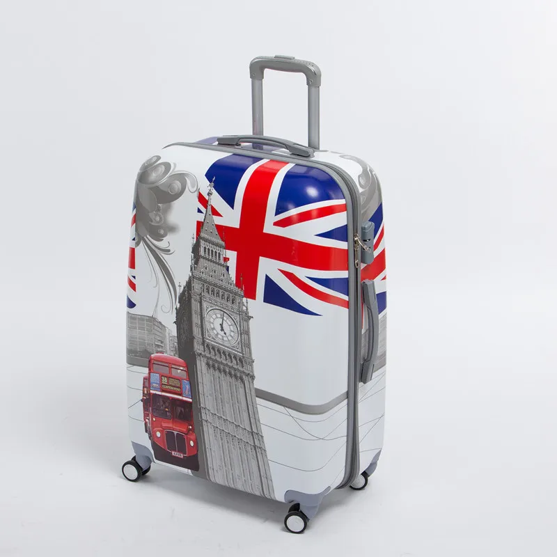 24 дюймов PC мужского и женского Hardside тележки для багажа на Универсальный колеса, флаг Великобритании, London tower, лондонский автобус