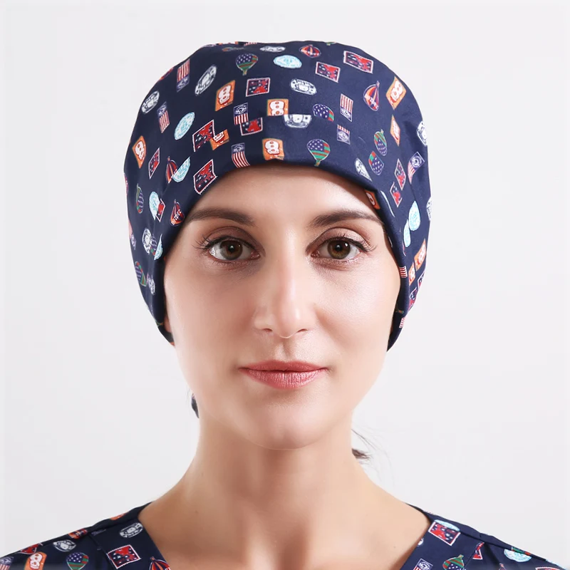 Womens Cuffed Surgical Cap Nurse Hat Medical Work Hats Dental Clinic