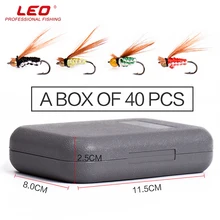 40 шт./компл. Лео Fly рыболовный крючок бионические приманки для рыбной ловли нахлыстом крюк комплект мушек искусственная приманка-насекомое Аксессуары для рыбалки, крючок