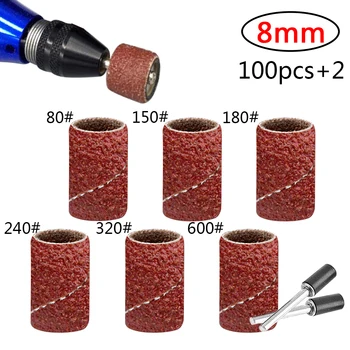 

Nail Drill Bits Abrasive Tools 8mm Sanding Bands Drum Sanding Kit +2PC Band Mandrel 1/8" Shank Rotary Tools Dremel Accessories