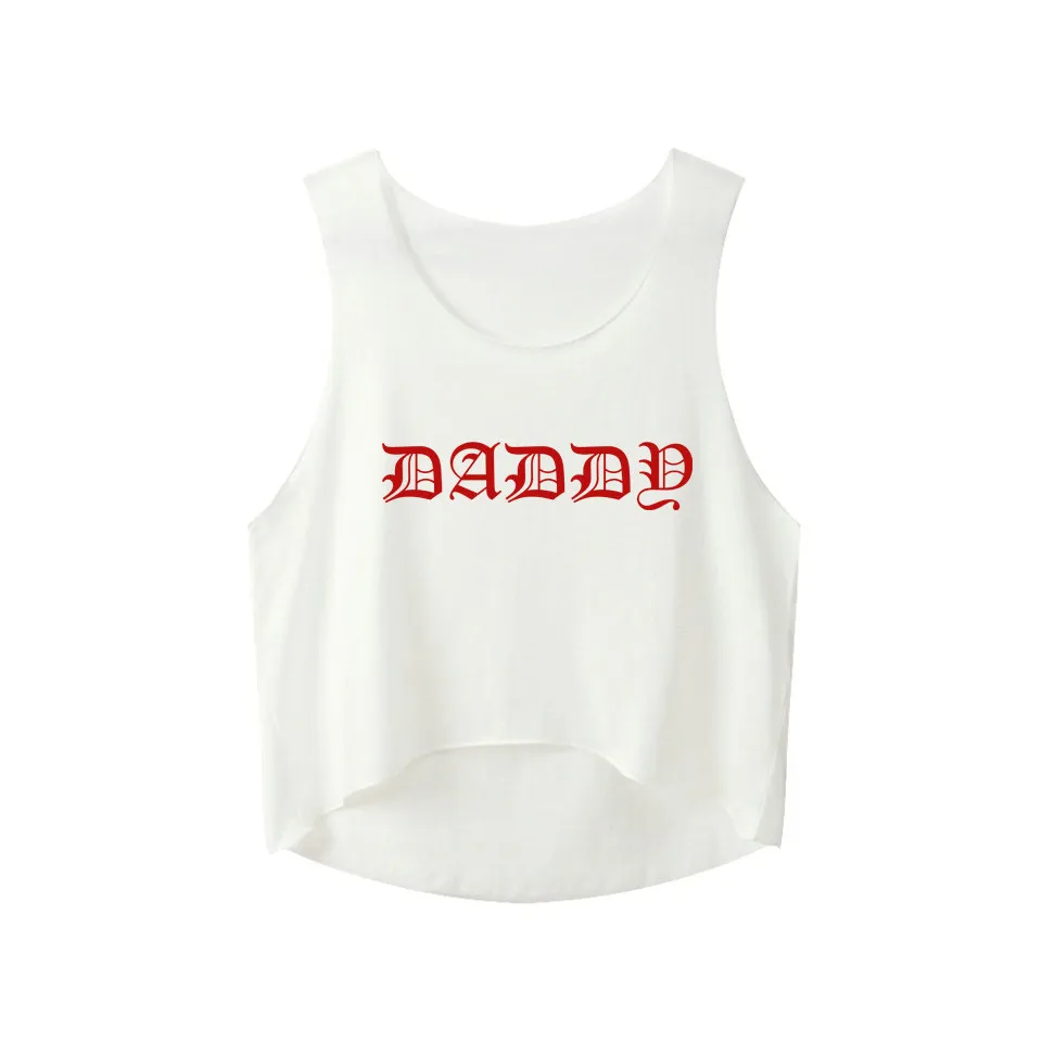 

Women's sexy sleeveless fashion sexy slim casual wild vest short letter decoration summer sports casual top