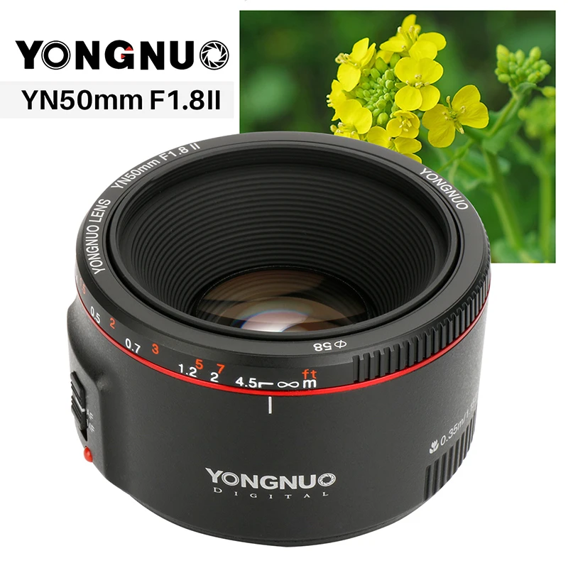 

YONGNUO F1.8 II 50mm lens for Canon, YN50mm Large Aperture Auto Focus Lens for Canon EOS 80D 5D2 5D3 800D DSLR Cameras