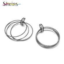 

SKEINS New Arrival Crystal Geometry Big Circle Earrings Ring Drop Boho Exaggeration Multi layer Earrings For Fashion Women
