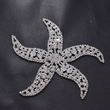 

2pcs/lot animals sewing patches appliques with rhinestones for clothing Starfish kids crystal strass DIY garment decorations