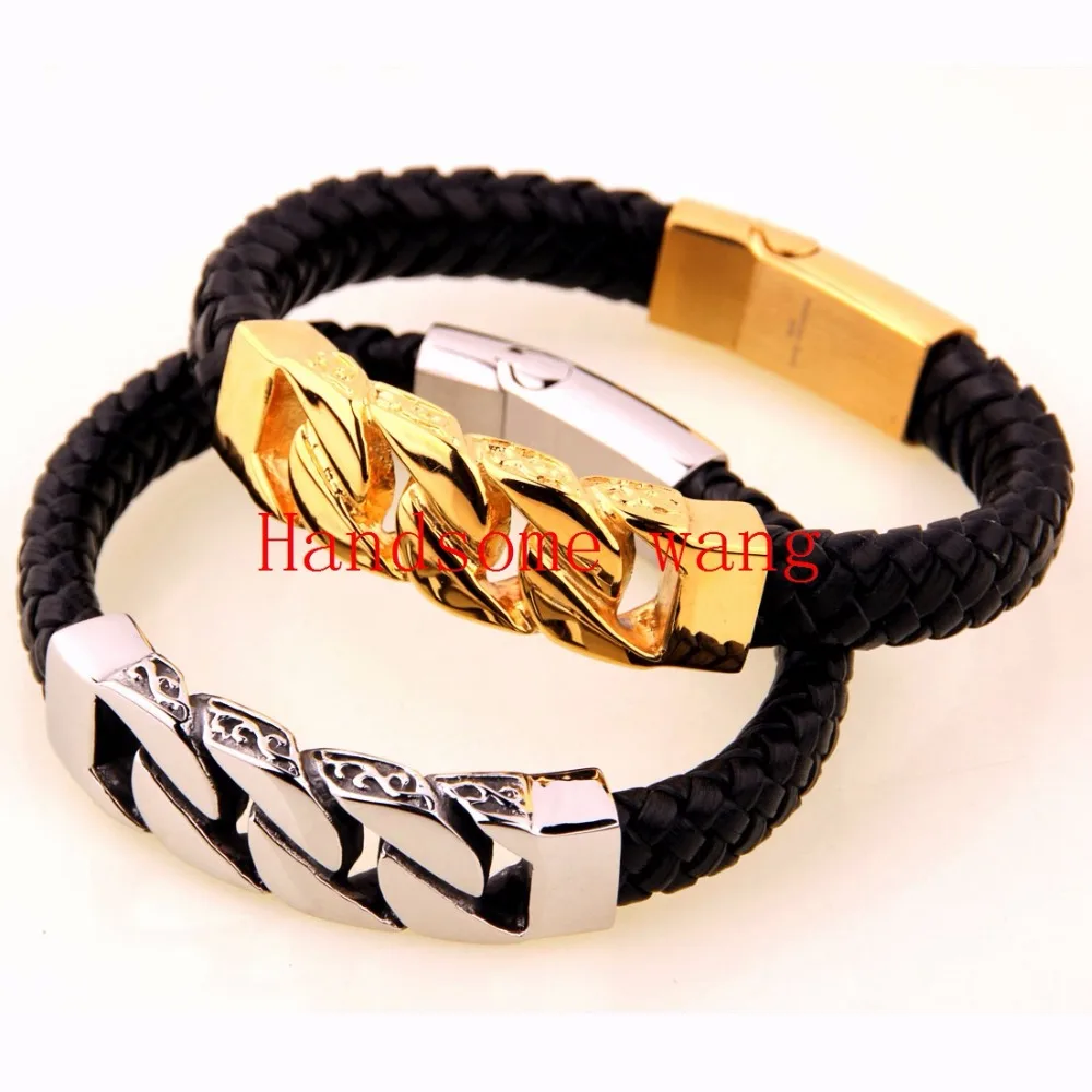 8 46 11mm 47g High Quality 316L Stainless Steel Silver Gold Curb Cuban Chain Black Genuine