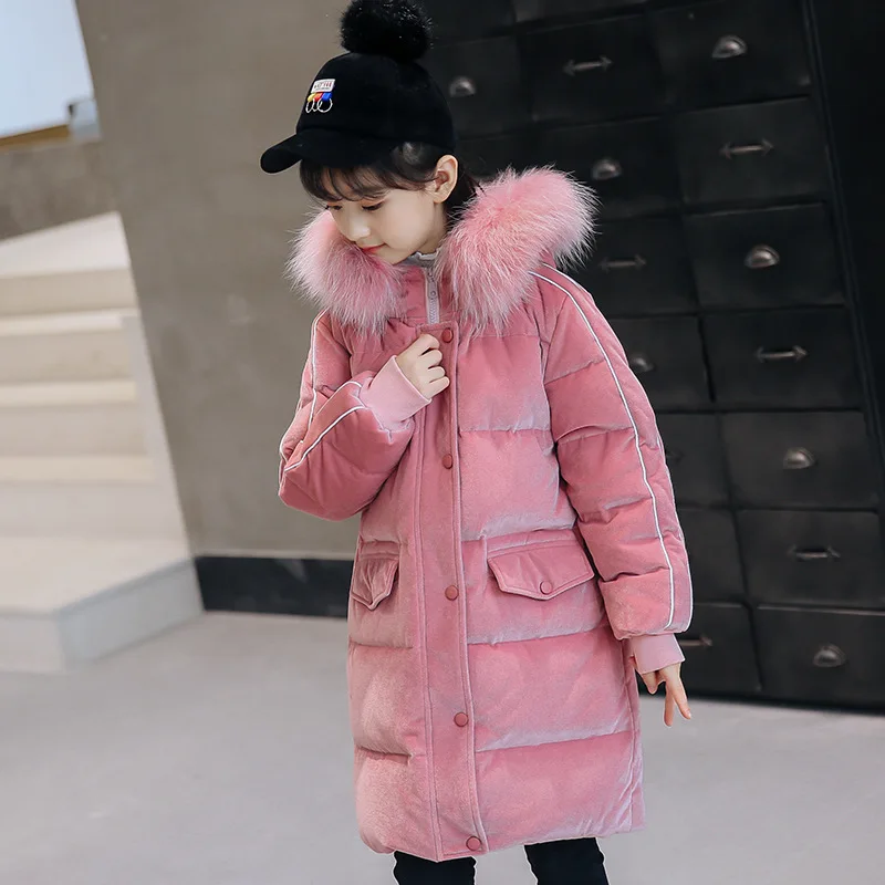 OLEKID/пуховик для девочек; От 5 до 14 лет; детское плотное теплое зимнее пальто для девочек; Winterjas Meisjes Kurtka Zimowa Dziewczynka - Цвет: Розовый
