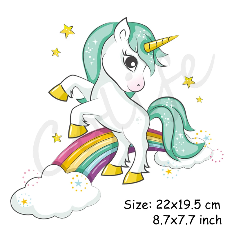 Радужные нашивки в форме единорога наклейки одежды Лоскутная футболка украшение