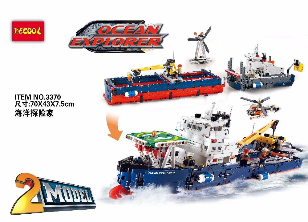 

2 Model Decool 3370 1342pcs Ocean Explorer Model Building Kits Blocks Bricks Toys 42064 FIT for LEGO Technic LPS for minifigure