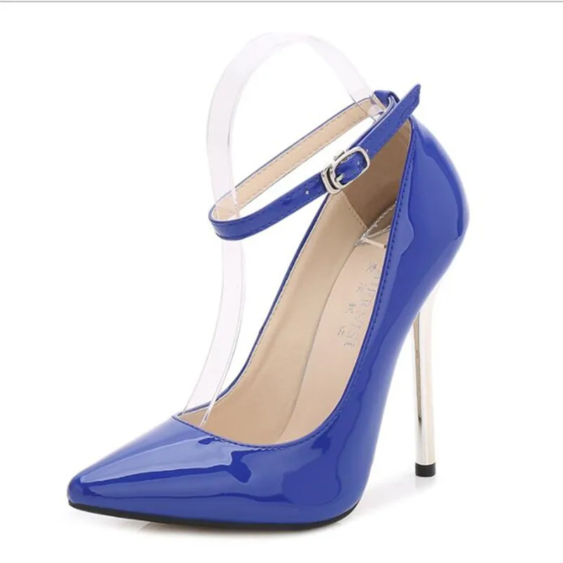 TTSDARCUPS New 13CM metal heel Model and show Sexy ankle strap pump Large size High-heeled shoes Simple fashion women's shoes