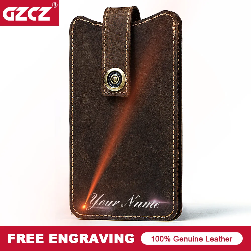 

GZCZ Cowhide Leather Men Wallet Cell Phone Pocket Male Purse England Style Long Wallet PORTFOLIO MAN Portomonee Free Engrave