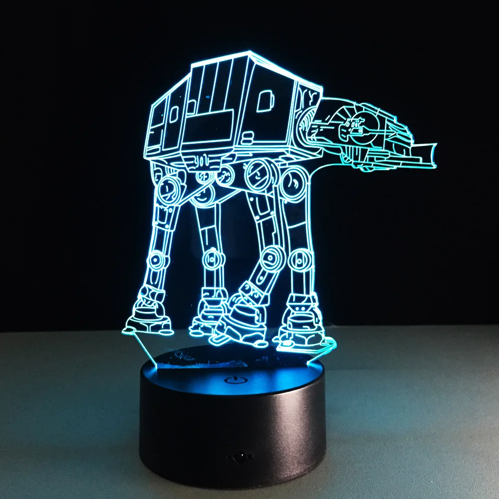 3D Robot Illusion LED Night Light Kid Room 7 Colors Desk Lamp Gift for Children