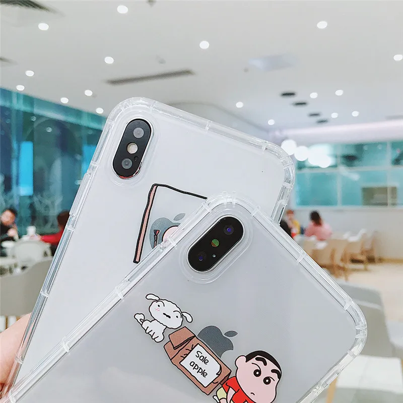 Забавный чехол для телефона Crayon Shinchan чехол для iPhone 6 6S 7 8 Plus X XS MAX XR, Прозрачная мягкая Задняя накладка чехла из ТПУ