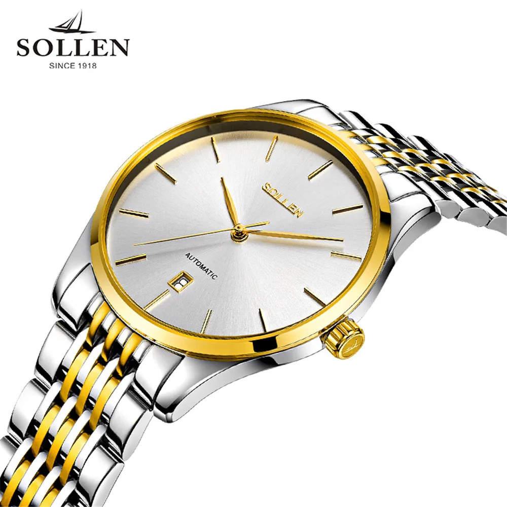 

2017 SOLLEN Automatic Mechanical Mens Watches Top Brand Luxury Male Clocks Full Steel Watch Classic Men Watch Reloj Hombre
