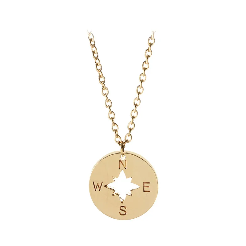 10pcs / lot Compass Necklace 2017 women Fashion Jewelry Choker Rose Gold charms chain Necklace Collar girl gifts wholesale